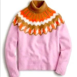 J. Crew | Pink Fair Isle Wool/Alpaca Turtleneck